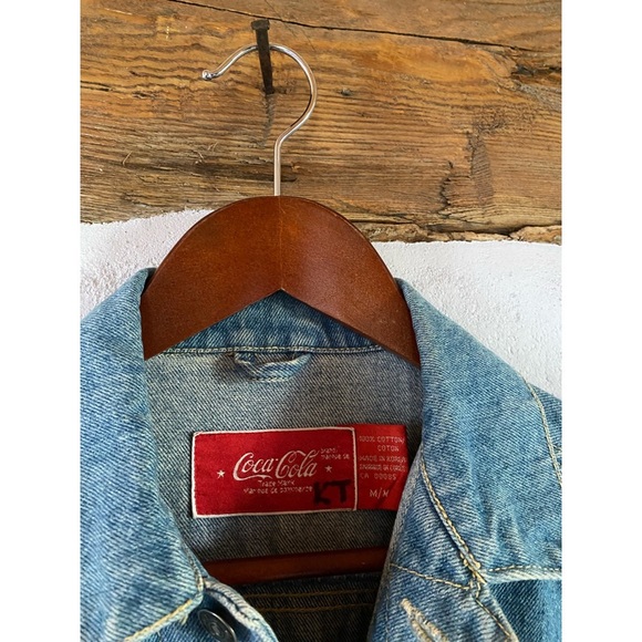 COCA COLA VINTAGE jean jacket size small 80s/90s lightwash denim - Picture 9 of 14